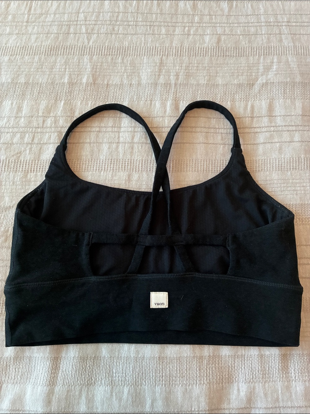Vuori Black Strappy Back Sports Bra